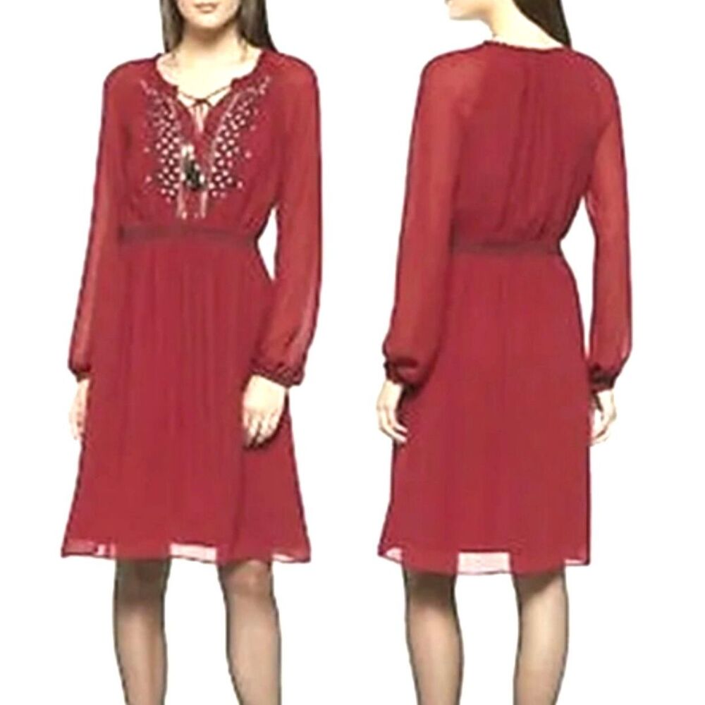 Altuzarra‎ X Target Red Sequined Long Sleeve Midi Dress Size 2